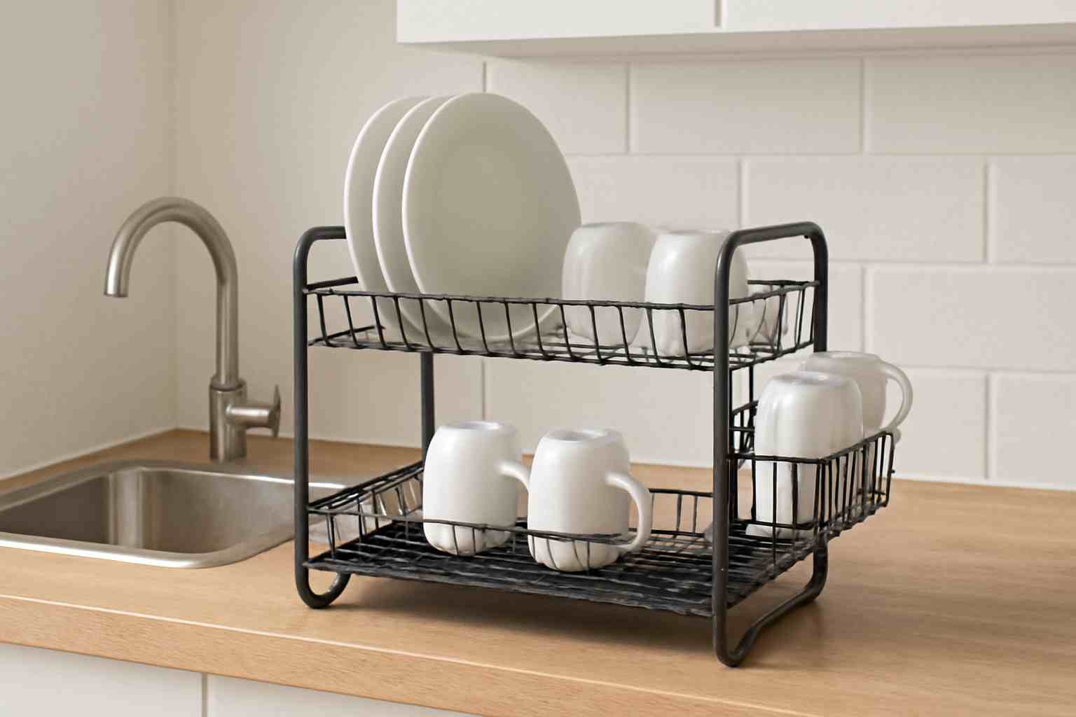 Space-saving dish rack for small kitchens