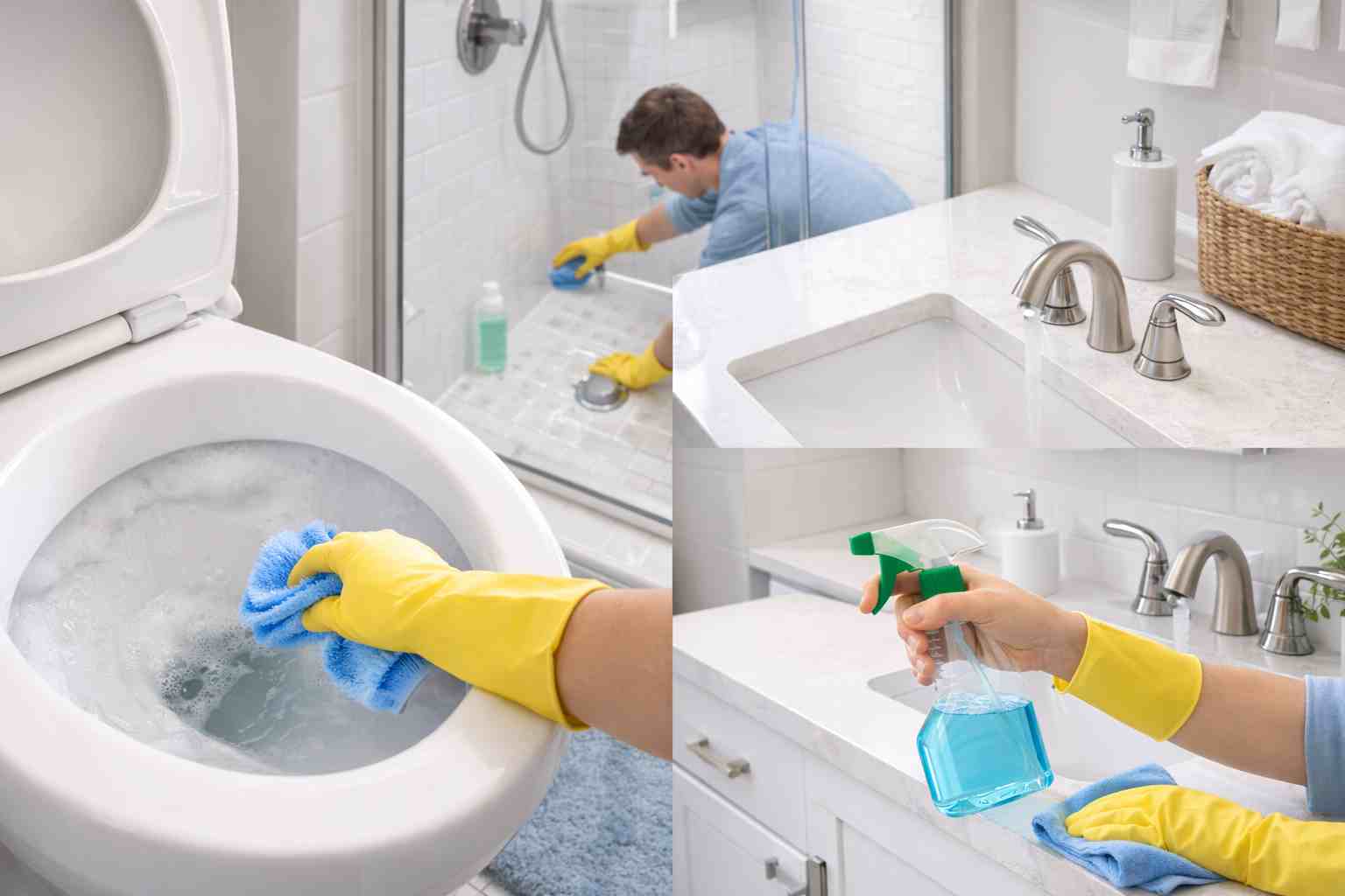 Deep cleaning bathroom in a new house