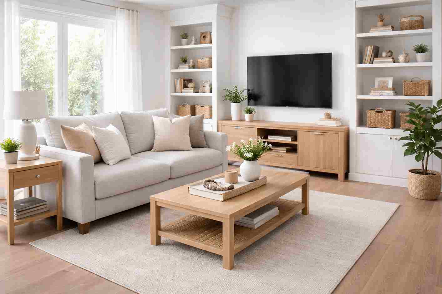 Living room organization for maintaining a clean house