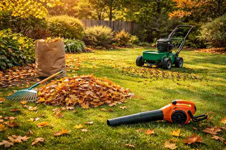 Autumn lawn care focused on strengthening grass and soil