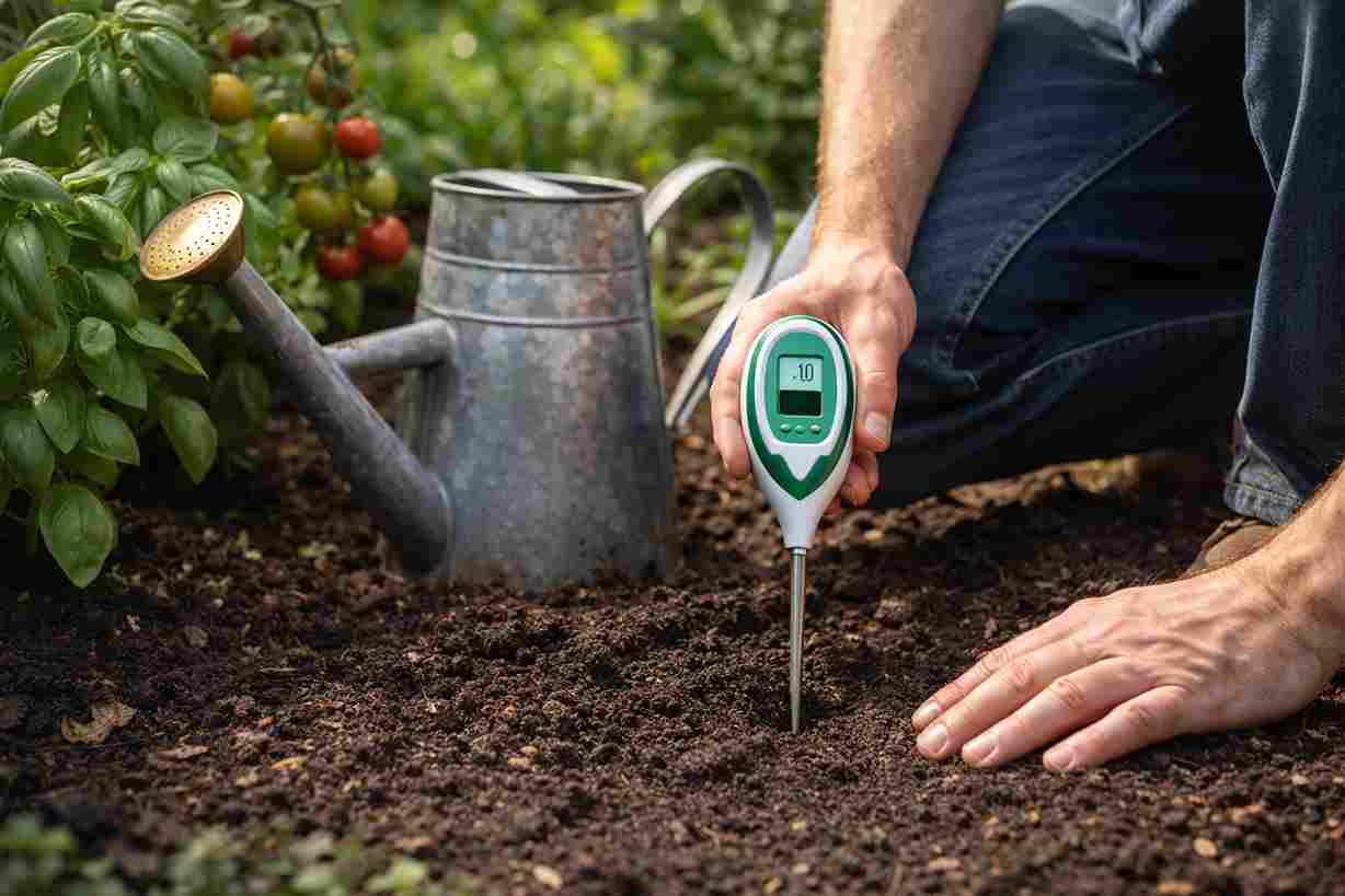 Checking soil to avoid overwatering plants