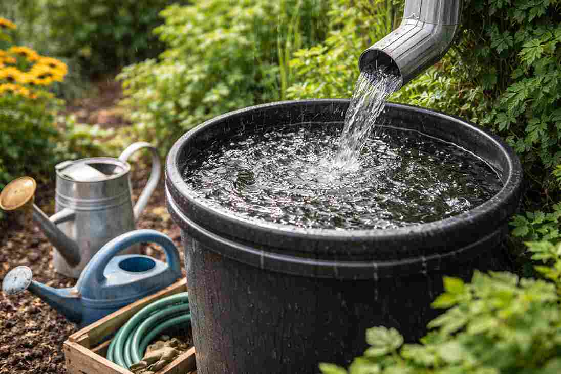 Collecting rainwater for garden plants