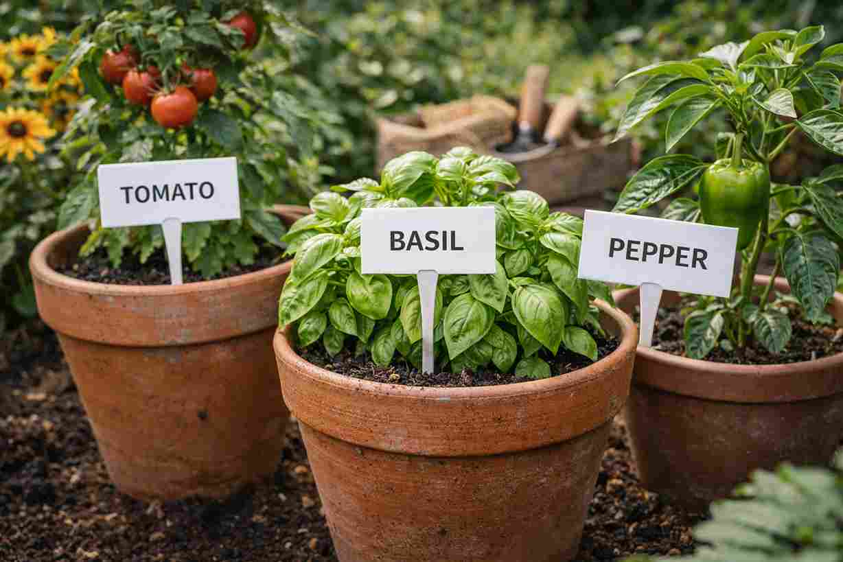 Labeling plants in a home garden