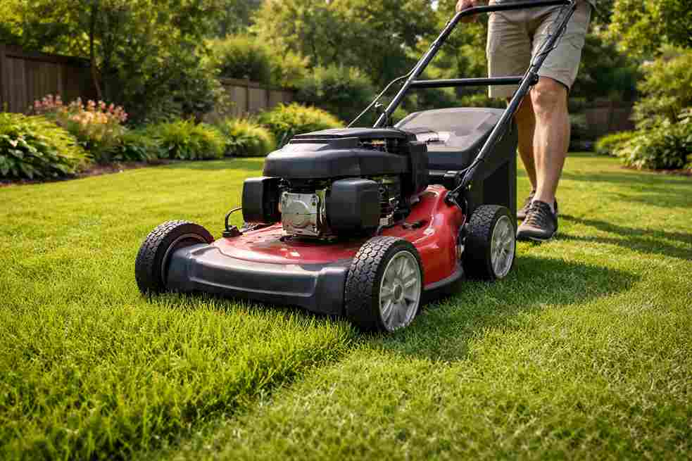 Lawn mowing at the correct grass height