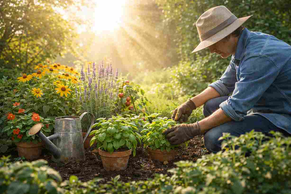 Gardening in the morning for better plant care