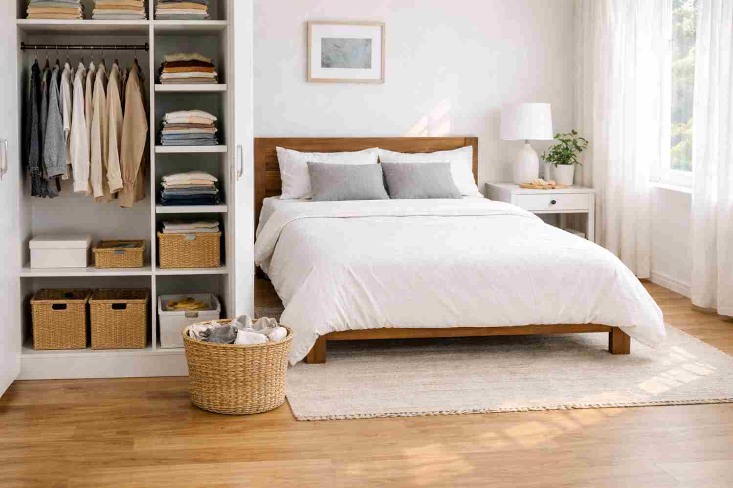 organize clothes to maintain a clean room