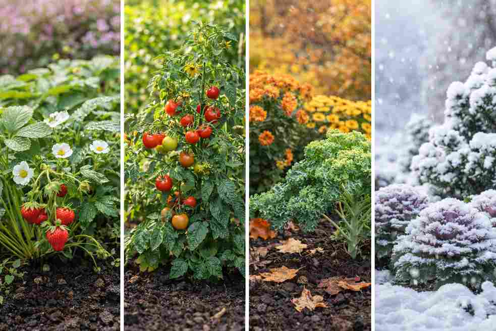 Planting seasonal plants in the garden