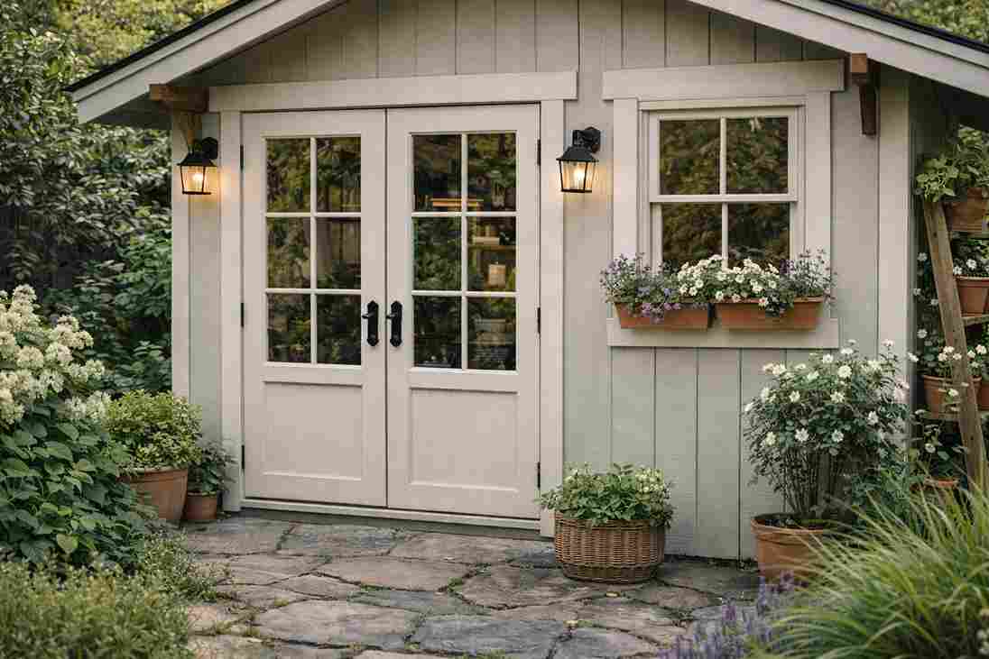 Decorating garden shed doors and windows
