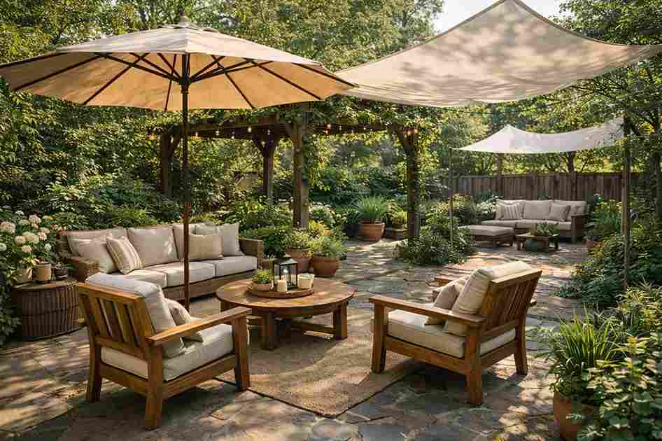 Shade and protection in outdoor living space design