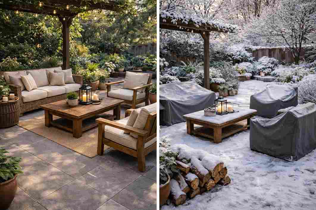 Seasonal outdoor living space design changes